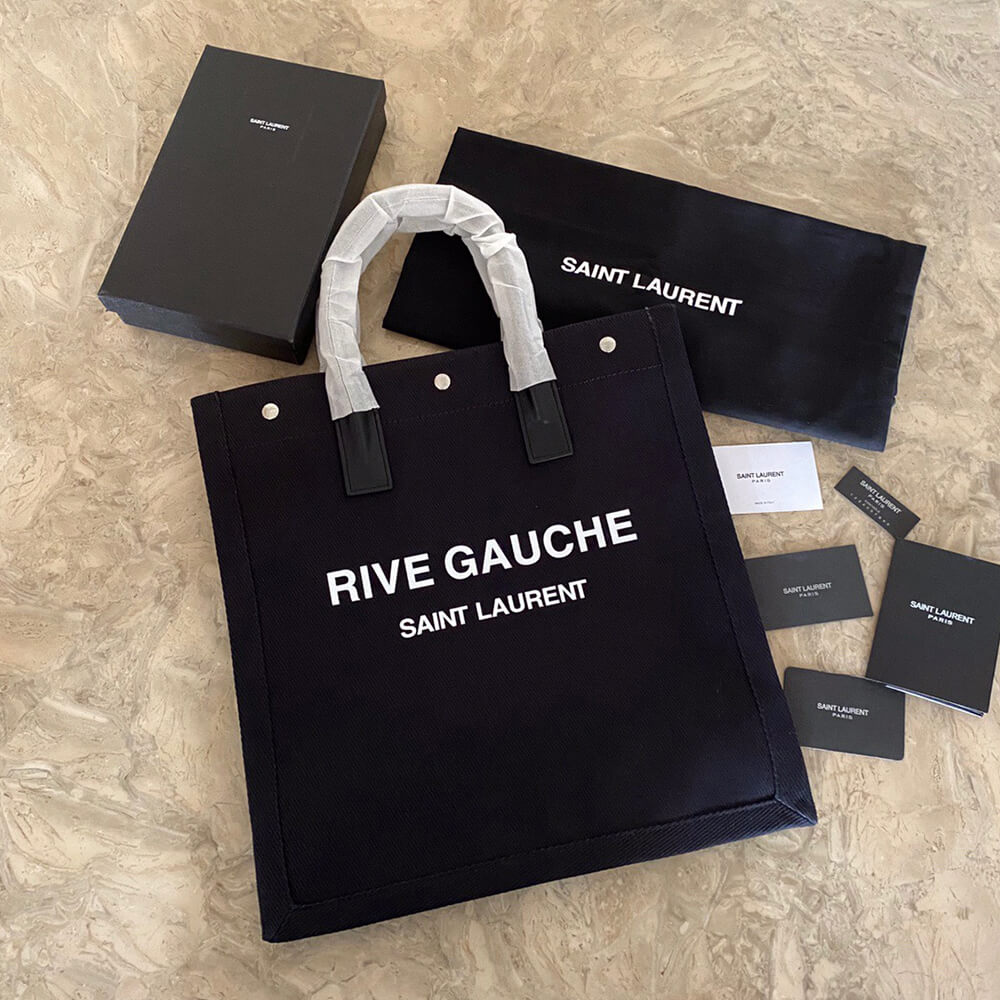 rive gauche Nor*h/south tote bag in printed canvas and leather