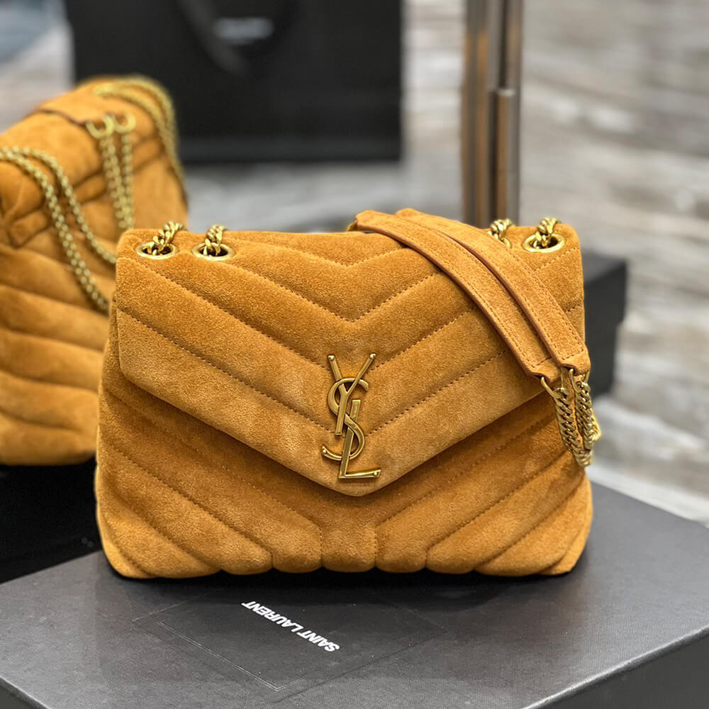 LOULOU SMALL CHAIN BAG IN ??Y?? QUILTED SUEDE