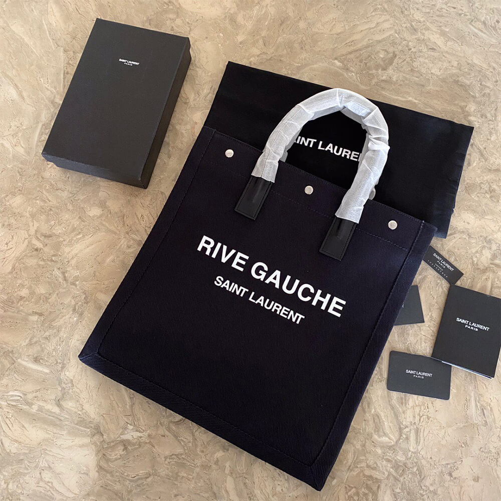 rive gauche Nor*h/south tote bag in printed canvas and leather