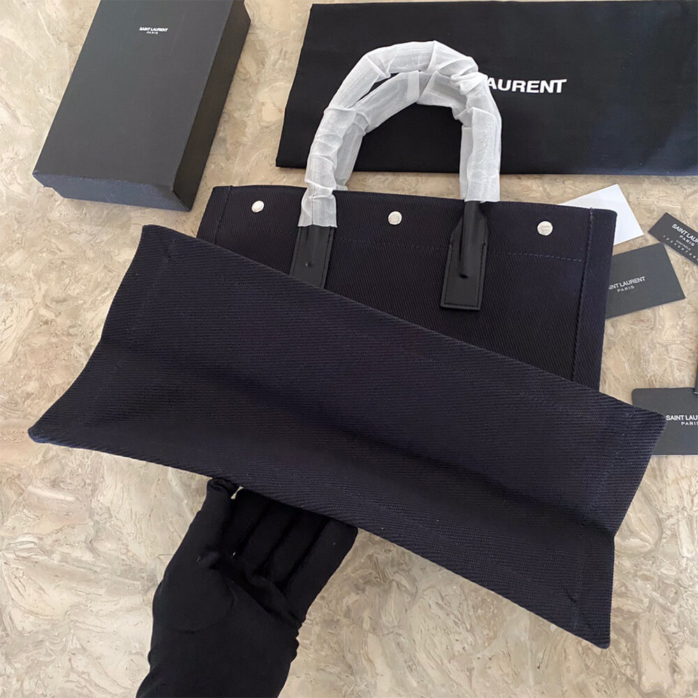 rive gauche Nor*h/south tote bag in printed canvas and leather