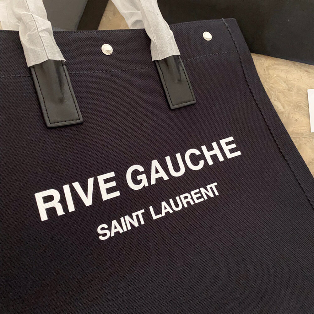 rive gauche Nor*h/south tote bag in printed canvas and leather