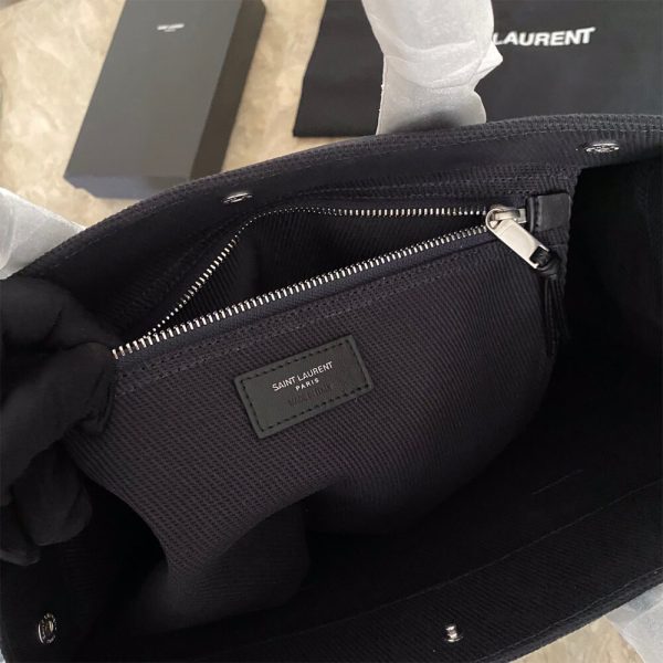 rive gauche Nor*h/south tote bag in printed canvas and leather